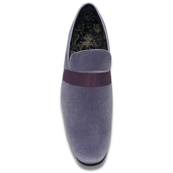 MONTIQUE MEN\'S SOLID VELVET LAVENDER FASHION SLIP-ON SHOE S91.